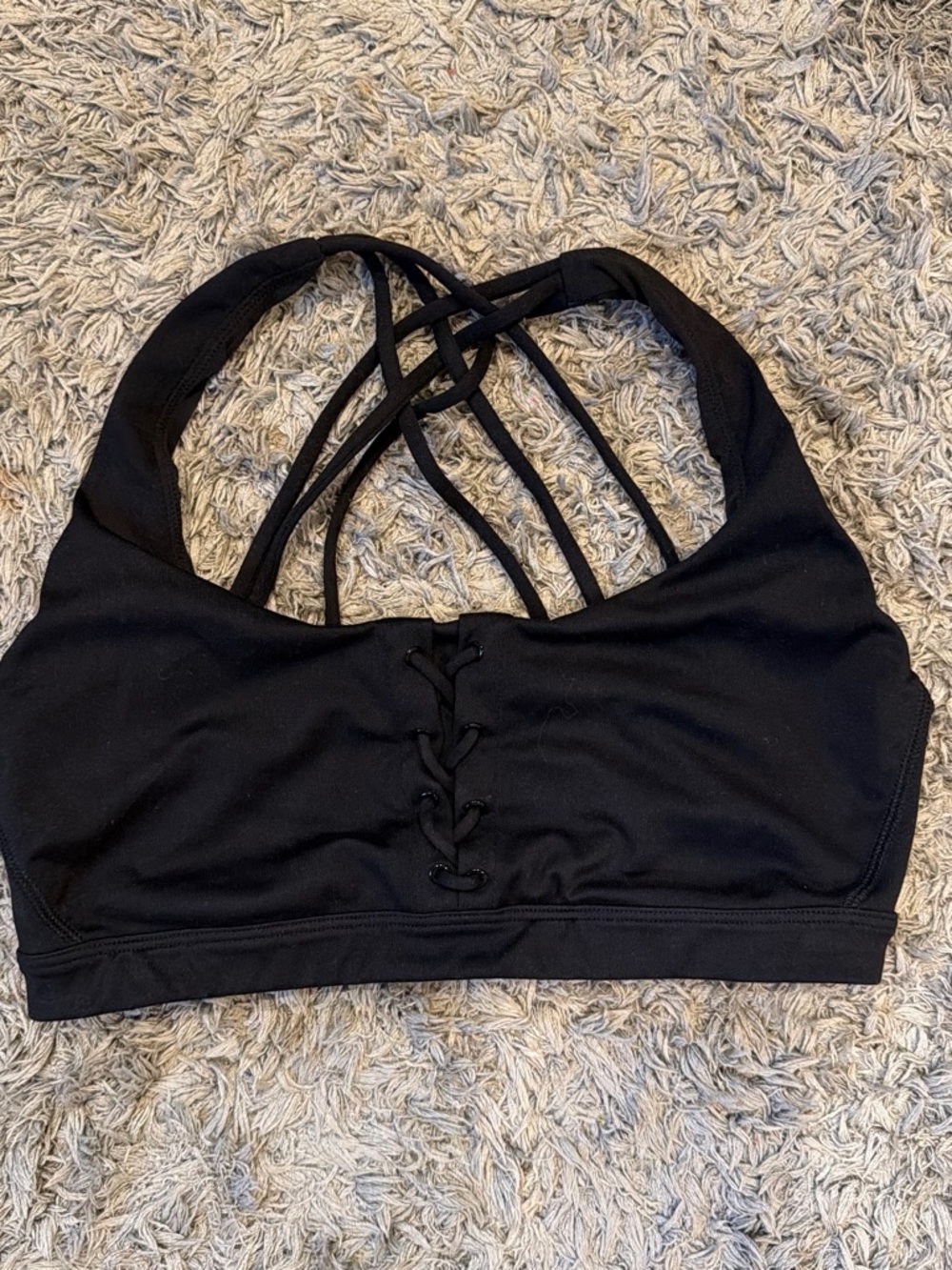 Victoria's Secret Black Strappy Lace-Up Sports Bra
